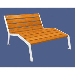 Chaise longue bois/acier Silaos Procity, 2 places, sans accoudoir, lg. 1200 mm, fixation platines - Chêne clair/Blanc pur