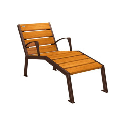 Chaise longue bois/acier Silaos Procity, 1 place, avec accoudoirs, lg. 600 mm, fixation platines - Chêne clair/Brun chocolat
