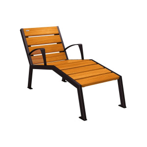 Chaise longue bois/acier Silaos Procity, 1 place, avec accoudoirs, lg. 600 mm, fixation platines - Chêne clair/Noir foncé