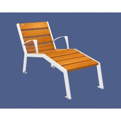 Chaise longue bois/acier Silaos Procity, 1 place, avec accoudoirs, lg. 600 mm, fixation platines - Chêne clair/Blanc pur