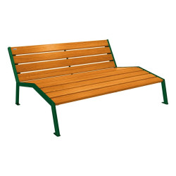 Chaise longue bois/acier Silaos Procity, 3 places, sans accoudoir, lg. 1800 mm, fixation platines - Chêne clair/Vert mousse