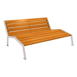 Chaise longue bois/acier Silaos Procity, 3 places, sans accoudoir, lg. 1800 mm, fixation platines - Chêne clair/Gris soie