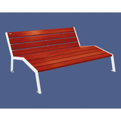 Chaise longue bois/acier Silaos Procity, 3 places, sans accoudoir, lg. 1800 mm, fixation platines - Acajou/Blanc pur