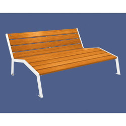 Chaise longue bois/acier Silaos Procity, 3 places,sans accoudoir, lg. 1800 mm, fixation platines - Chêne clair/Blanc pur