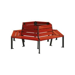 Banc tour d'arbre Silaos Procity, Ø int. 1000 mm, dim. ext. 2212 x 1929 mm, fixation platines - Acajou/Noir foncé
