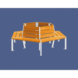 Banc tour d'arbre Silaos Procity, Ø int. 1000 mm, dim. ext. 2212 x 1929 mm, fixation platines - Chêne clair/Blanc pur