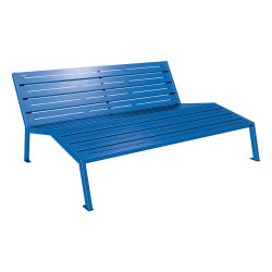 Chaise longue acier Silaos Procity, 3 places, sans accoudoir, lg. 1800 mm, fixation platines - Bleu gentiane