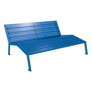 Chaise longue acier Silaos Procity, 3 places, sans accoudoir, lg. 1800 mm, fixation platines - Bleu gentiane
