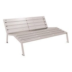 Chaise longue acier Silaos Procity, 3 places, sans accoudoir, lg. 1800 mm, fixation platines - Gris soie