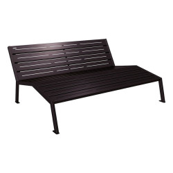 Chaise longue acier Silaos Procity, 3 places, sans accoudoir, lg. 1800 mm, fixation platines - Noir foncé