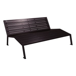 Chaise longue acier Silaos Procity, 3 places, sans accoudoir, lg. 1800 mm, fixation platines - Noir foncé