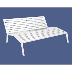 Chaise longue acier Silaos Procity, 3 places, sans accoudoir, lg. 1800 mm, fixation platines - Blanc pur