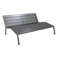 Chaise longue acier Silaos Procity, 3 places, sans accoudoir, lg. 1800 mm, fixation platines - Gris Procity