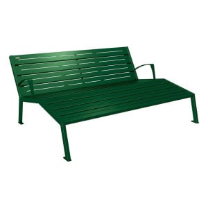 Chaise longue acier Silaos Procity, 3 places, avec accoudoirs, lg. 1800 mm, fixation platines - Vert mousse