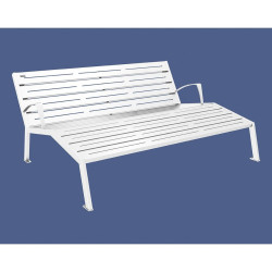Chaise longue acier Silaos Procity, 3 places, avec accoudoirs, lg. 1800 mm, fixation platines - Blanc pur