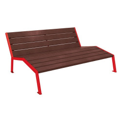 Chaise longue plastique recyclé/acier Silaos Procity, 3 pl., sans accoudoir, lg. 1800 mm, fix. platines - Rouge signalisation