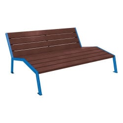 Chaise longue plastique recyclé/acier Silaos Procity, 3 places, sans accoudoir, lg. 1800 mm, fixation platines - Bleu gentiane