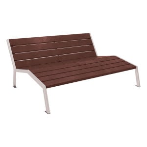 Chaise longue plastique recyclé/acier Silaos Procity, 3 places, sans accoudoir, lg. 1800 mm, fixation platines - Gris soie