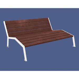 Chaise longue plastique recyclé/acier Silaos Procity, 3 places, sans accoudoir, lg. 1800 mm, fixation platines - Blanc pur