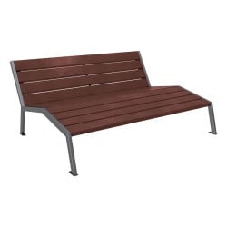 Chaise longue plastique recyclé/acier Silaos Procity, 3 places, sans accoudoir, lg. 1800 mm, fixation platines - Gris Procity