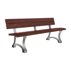 Banc plastique recyclé et acier Mora Procity, lg. 1800 mm, fixation platines - Marron
