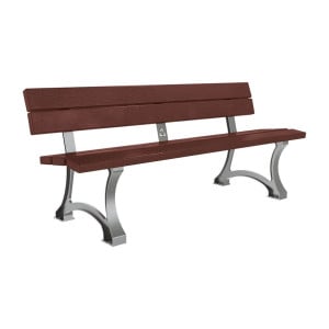 Banc plastique recyclé et acier Mora Procity, lg. 1800 mm, fixation platines - Marron
