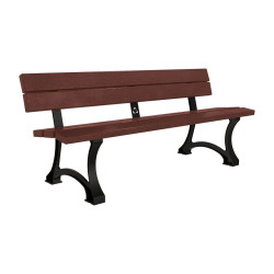 Banc plastique recyclé et acier Mora Procity, lg. 1800 mm, fixation platines - Noir foncé
