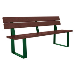 Banc plastique recyclé et acier Riga Procity, lg. 1800 mm, fixation platines - Vert mousse