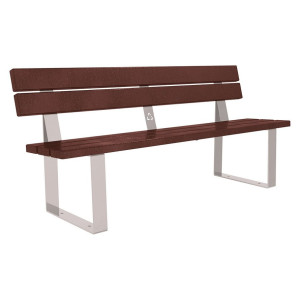 Banc plastique recyclé et acier Riga Procity, lg. 1800 mm, fixation platines - Gris soie
