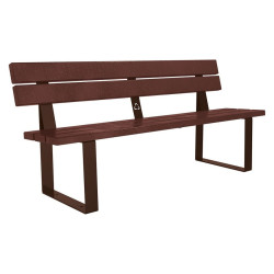 Banc plastique recyclé et acier Riga Procity, lg. 1800 mm, fixation platines - Brun chocolat