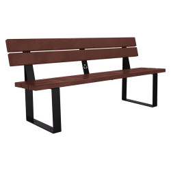 Banc plastique recyclé et acier Riga Procity, lg. 1800 mm, fixation platines - Noir foncé