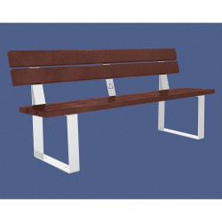 Banc plastique recyclé et acier Riga Procity, lg. 1800 mm, fixation platines - Blanc pur