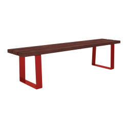 Banquette Riga acier et plastique recyclé Procity, lg. 1800 mm, fixation platines - Rouge pourpre