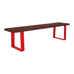 Banquette Riga acier et plastique recyclé Procity, lg. 1800 mm, fixation platines - Rouge signalisation