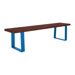 Banquette Riga acier et plastique recyclé Procity, lg. 1800 mm, fixation platines - Bleu gentiane
