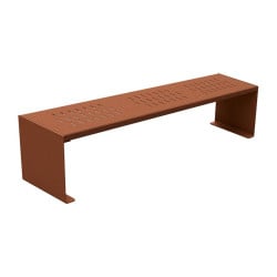 Banquette KUB. acier Procity, lg. 1800 mm, peint/galva, fixation tiges d'ancrage non fournies - Aspect Corten