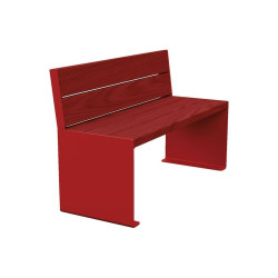 Banc bois/acier KUB. Procity, lg. 1200 mm, peint/galva, fixation tiges d'ancrage non fournies - Acajou/ Rouge pourpre