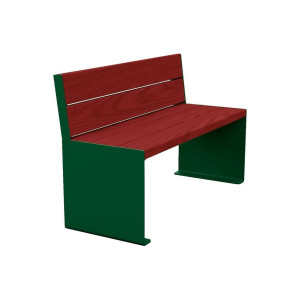 Banc bois/acier KUB. Procity, lg. 1200 mm, peint/galva, fixation tiges d'ancrage non fournies - Acajou/Vert mousse