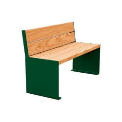 Banc bois/acier KUB. Procity, lg. 1200 mm, peint/galva, fixation tiges d'ancrage non fournies - Chêne clair/Vert mousse