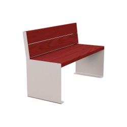 Banc bois/acier KUB. Procity, lg. 1200 mm, peint/galva, fixation tiges d'ancrage non fournies - Acajou/Gris soie