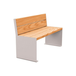Banc bois/acier KUB. Procity, lg. 1200 mm, peint/galva, fixation tiges d'ancrage non fournies - Chêne clair/Gris soie