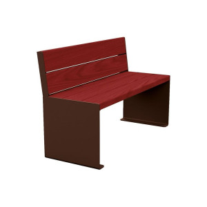 Banc bois/acier KUB. Procity, lg. 1200 mm, peint/galva, fixation tiges d'ancrage non fournies - Acajou/Brun chocolat