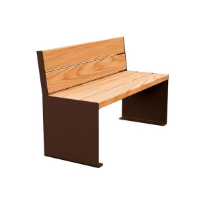 Banc bois/acier KUB. Procity, lg. 1200 mm, peint/galva, fixation tiges d'ancrage non fournies - Chêne clair/Brun chocolat