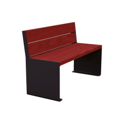 Banc bois/acier KUB. Procity, lg. 1200 mm, peint/galva, fixation tiges d'ancrage non fournies - Acajou/Noir foncé