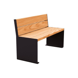 Banc bois/acier KUB. Procity, lg. 1200 mm, peint/galva, fixation tiges d'ancrage non fournies - Chêne clair/Noir foncé