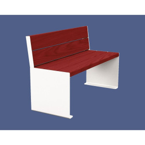 Banc bois/acier KUB. Procity, lg. 1200 mm, peint/galva, fixation tiges d'ancrage non fournies - Acajou/Blanc pur