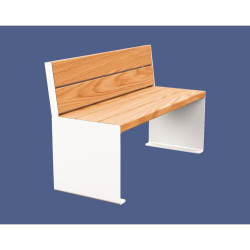 Banc bois/acier KUB. Procity, lg. 1200 mm, peint/galva, fixation tiges d'ancrage non fournies - Chêne clair/Blanc pur