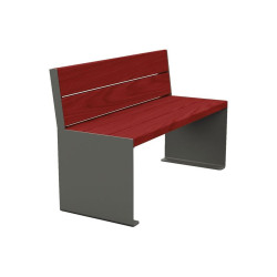 Banc bois/acier KUB. Procity, lg. 1200 mm, peint/galva, fixation tiges d'ancrage non fournies - Acajou/Gris Procity