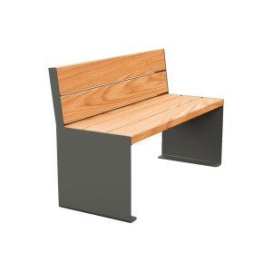 Banc bois/acier KUB. Procity, lg. 1200 mm, peint/galva, fixation tiges d'ancrage non fournies - Chêne clair/Gris Procity