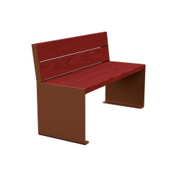 Banc bois/acier KUB. Procity, lg. 1200 mm, peint/galva, fixation tiges d'ancrage non fournies - Acajou/Aspect Corten